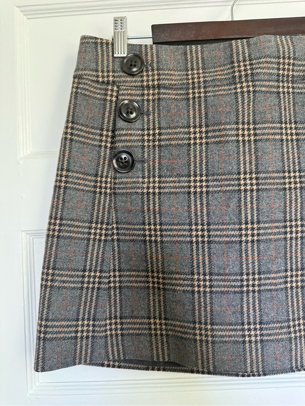 Vintage Y2K GAP Plaid Wool Mini Skirt in Yellow and Gray Dark Academia Sz 2 - Picture 2 of 11